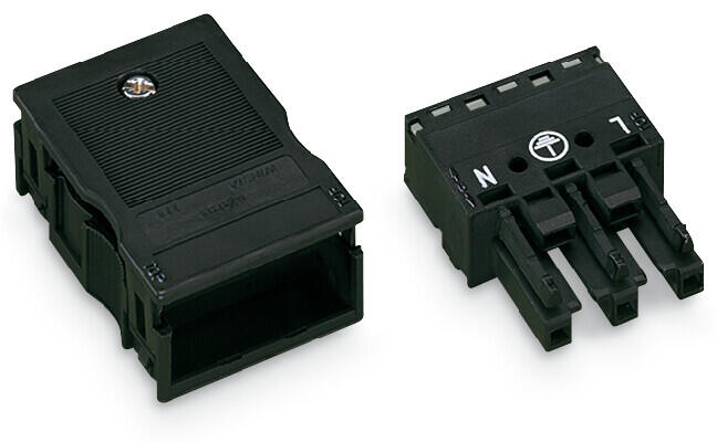 插座; 带护线盒; 3极; 类型 A; 4,00 mm²; 黑色