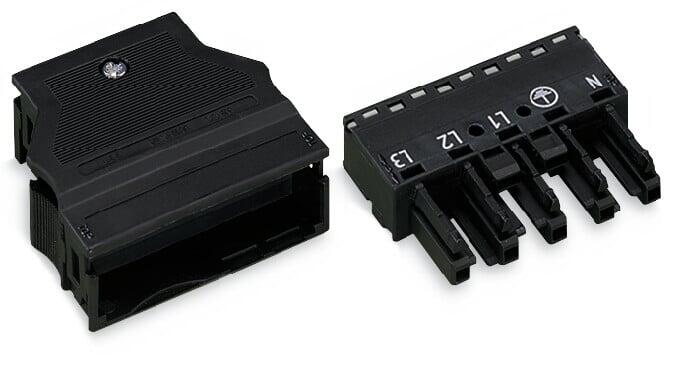 插座; 带护线盒; 5极; 类型 A; 4,00 mm²; 黑色
