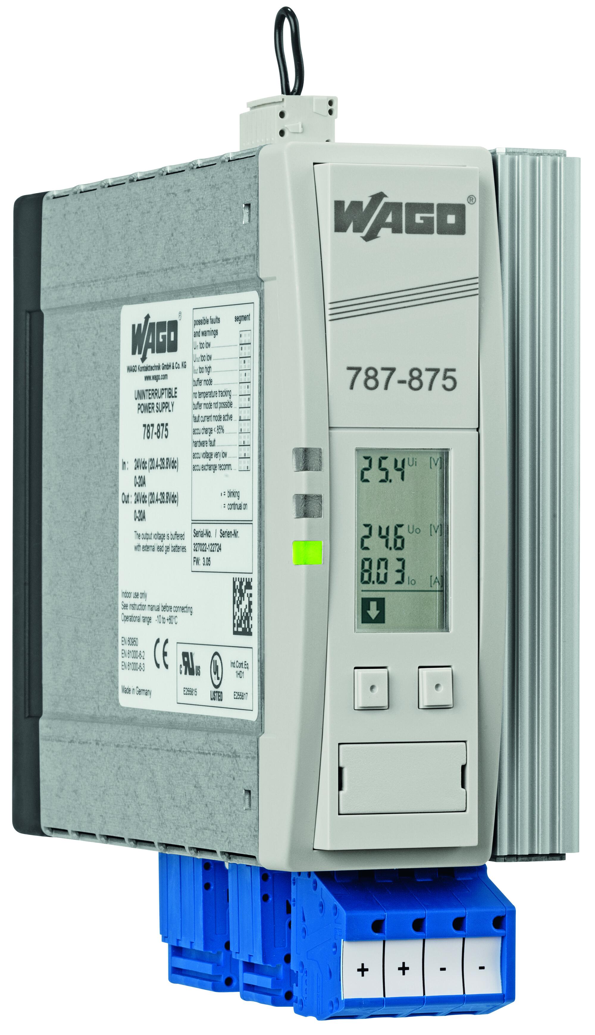 UPS不停电电源; 24 VDC输入电压; 24 VDC输出电压; 20 A 输出电流; 在线监视器; 通信能力; 10,00 mm²