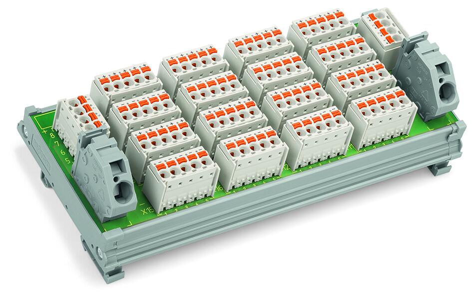 电位分配模块; 8 个电位; 每个带有 6 个连接点; 带有42个接地接线位