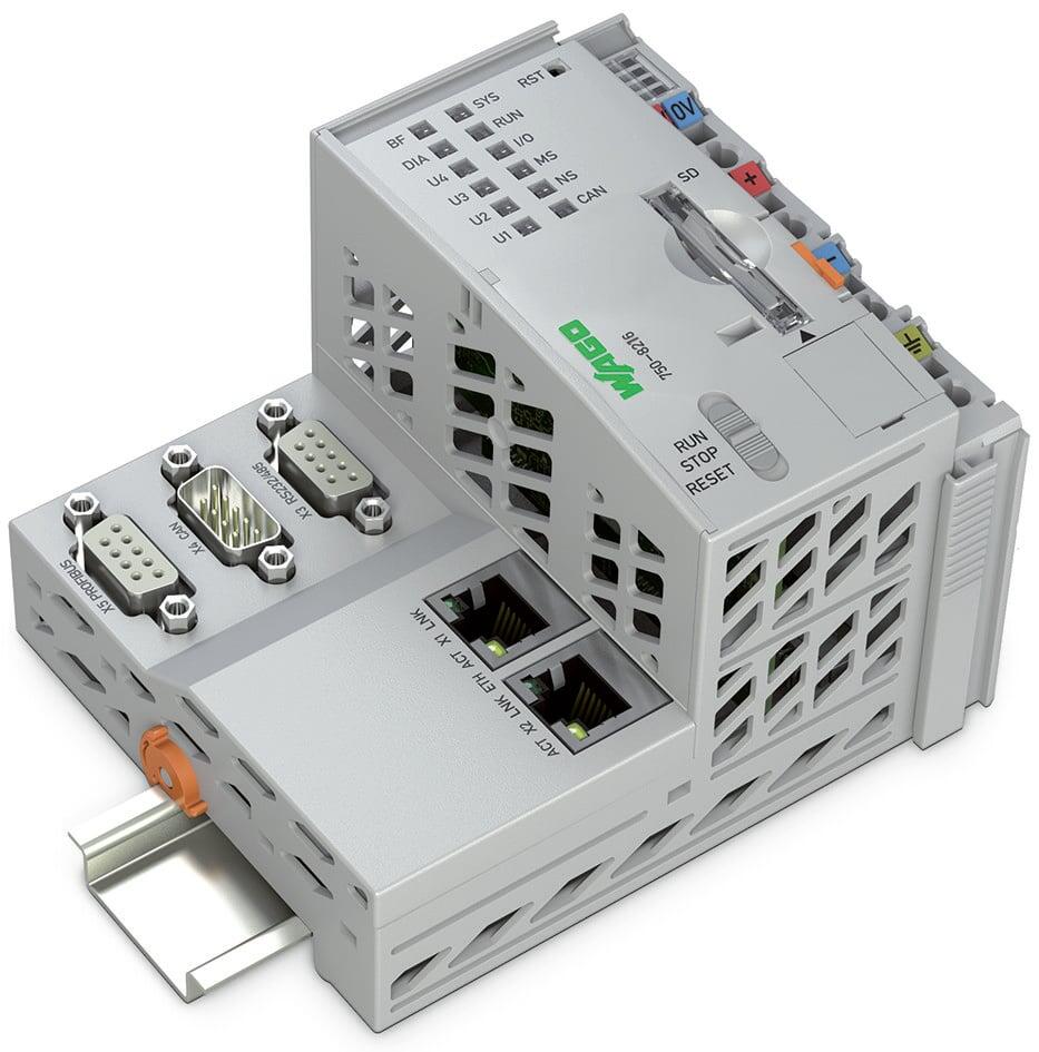 PFC200控制器; 第2代; 2 x ETHERNET, RS-232/-485, CAN, CANopen, PROFIBUS 从站; 远动技术; 扩展的温度范围