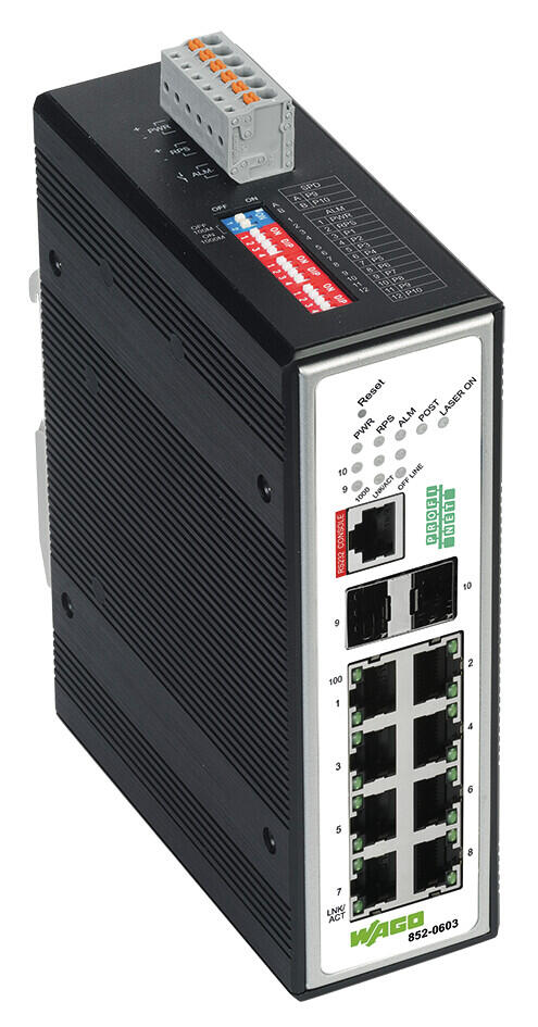 Industrial Managed Switch; 8-port 100Base-TX; 2-Slot 1000BASE-SX/LX; PROFINET; Extended temperature range