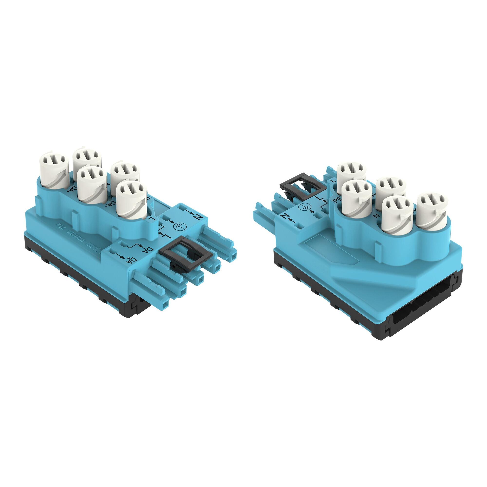 分接模块; 适用于扁平电缆; 5 x 2.5 mm²; 5极; 类型 I; 在输出侧接有线缆; 蓝色