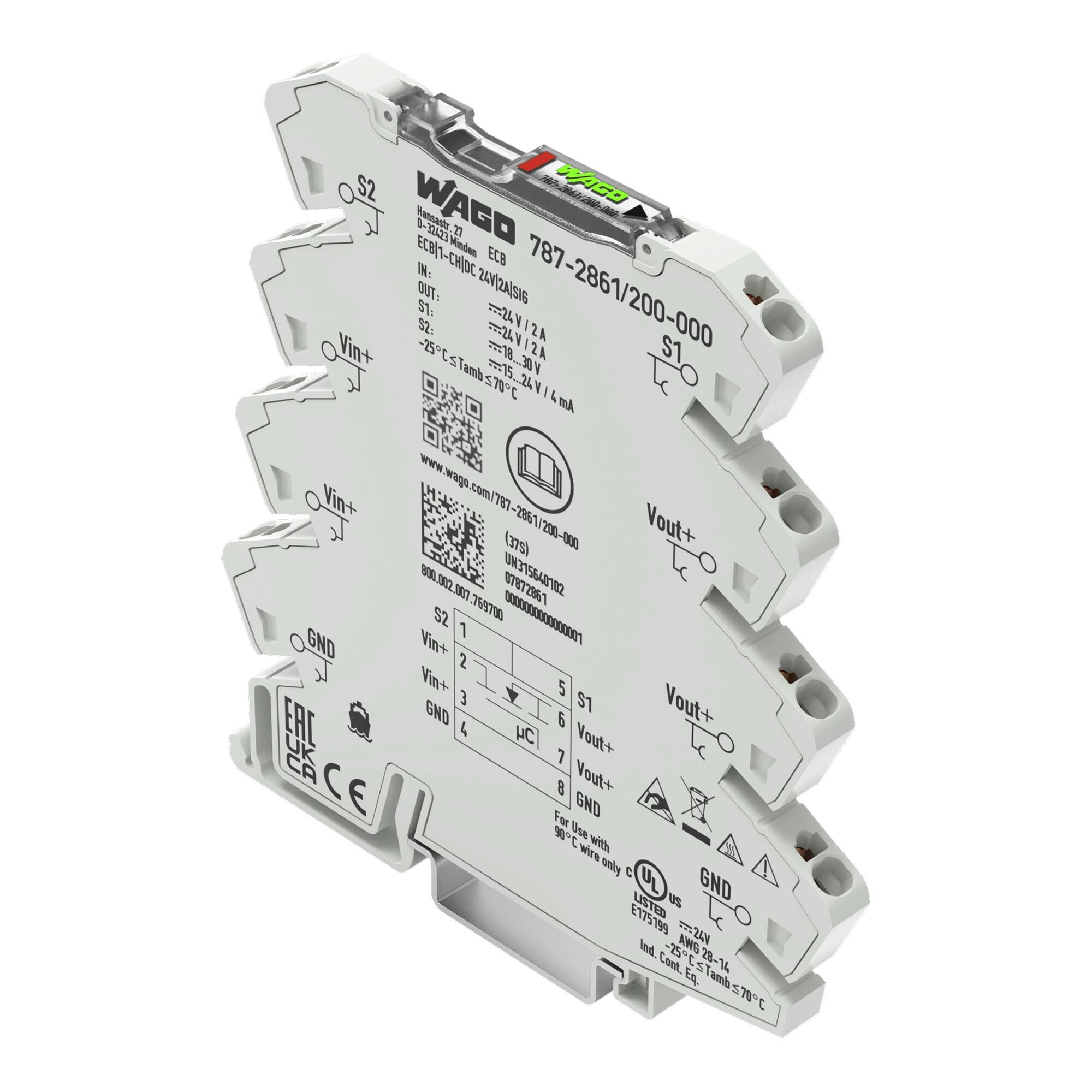电子断路器; 1通道; 24 VDC输入电压; 2 A; 信号触点