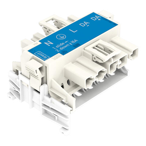 Linect® T 连接器; 5极; 类型 I; 1 输入; 2 个输出; 蓝色